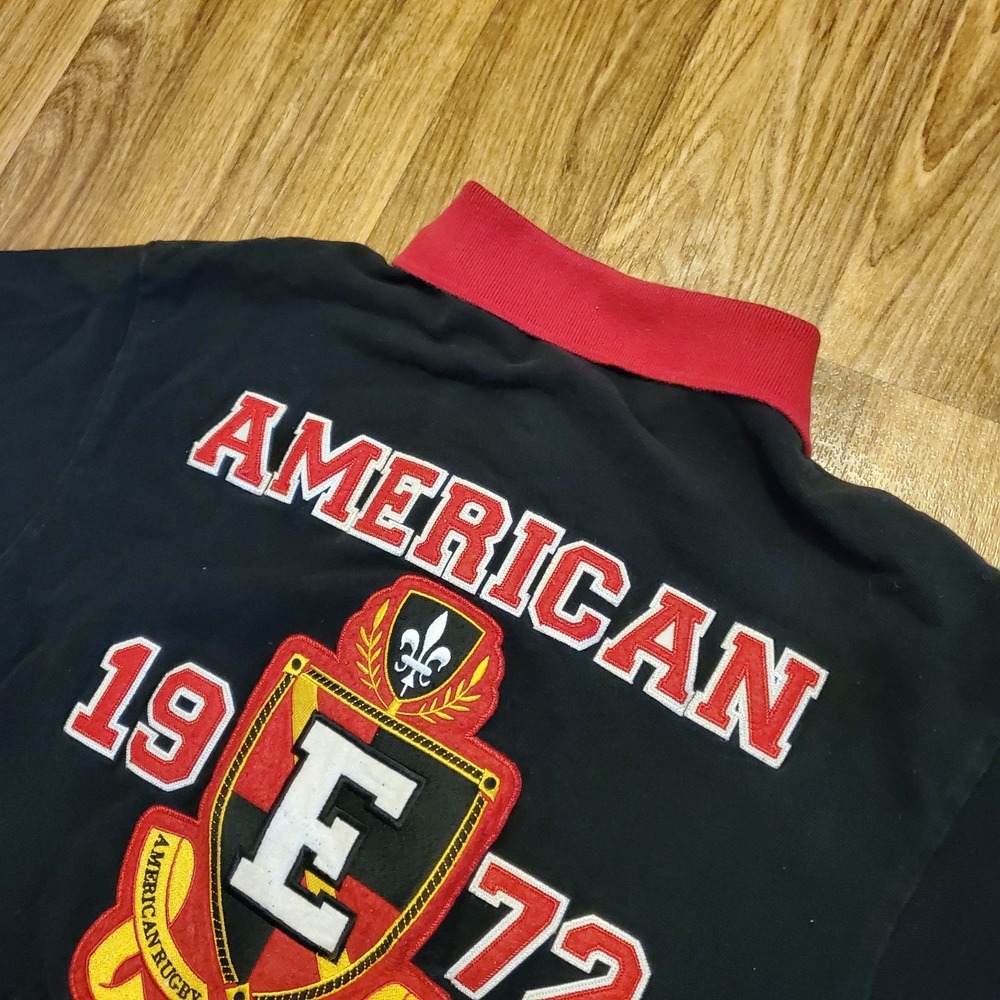 American Rugby Polo Shirt‎ Men XL Black 90s Design Streetwear Evolution Design